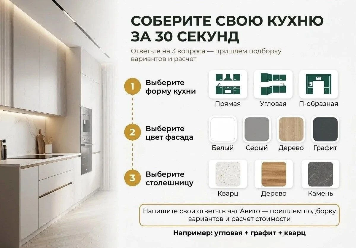Кухня с витриной в комплекте на заказ