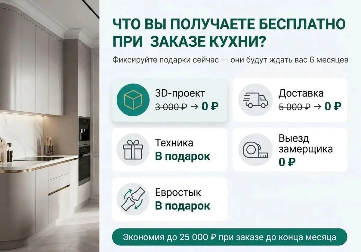 Кухня soft-touch без ручек на заказ